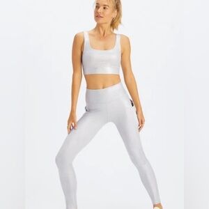 Fabletics SET Glitter Hologram Oasis High Waisted Pocket Leggings & Bra